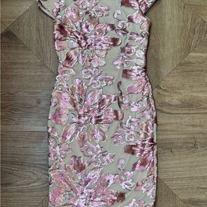 MARINA Pink and Silver Sequin Dress.